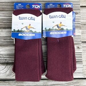 TCK Soccer Tube Socks Lot of 2 Pair Burgundy OSR Mens 4-8 Womens 8-10